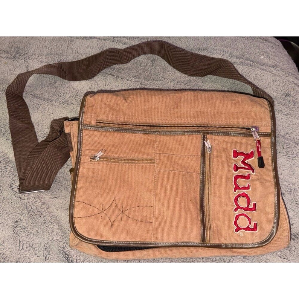 vintage Y2K Mudd brown corduroy messenger bag